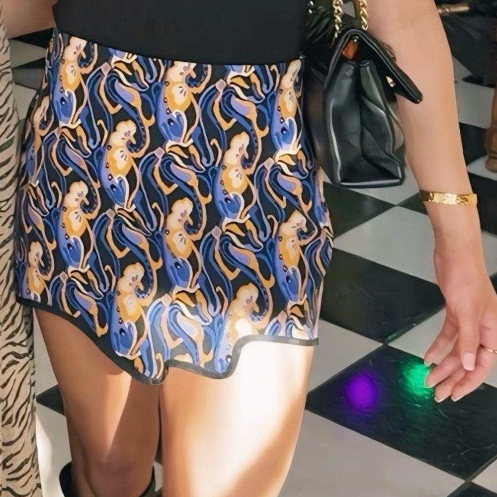 Zara Printed Asymmetrical Mini Skirt